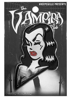 现货KREEPSVILLE 666暗黑哥特怪诞VAMPIRA FACE XL吸血鬼胸针别针
