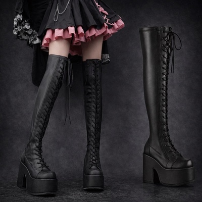 现货Demonia暗黑哥特亚文化Camel 300辣妹朋克摇滚松糕过膝靴