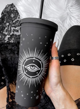KILLSTAR哥特暗黑ASTRAL PLEXUS星体摇滚朋克塑料吸管冷饮杯