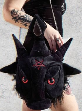 KILLSTAR哥特暗黑Dark Lord巴风特毛绒立体玩偶摇滚朋克山羊挎包
