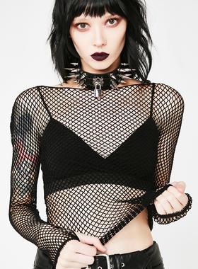 KILLSTAR暗黑哥特Hellrazor地狱剃刀摇滚朋克街头渔网街头打底T恤