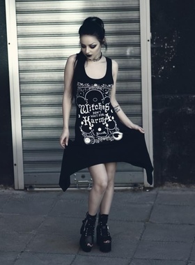 现货KILLSTAR哥特暗黑Karma亚文化吸血鬼蝙蝠骷髅不规则背心裙