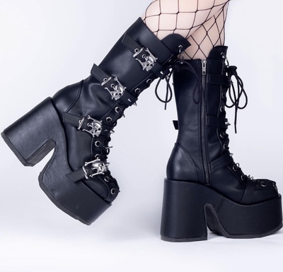 DEMONIA暗黑哥特亚文化CAMEL-115蝙蝠街头日系高跟防水台长筒靴