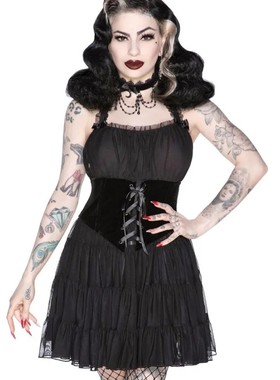 KILLSTAR暗黑哥特亚文化Skye Scraper蕾丝束腰修身摇滚朋克连衣裙