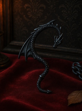 Alchemy暗黑哥特E274B The Dragon's Lure龙的诱惑黑漆缠绕挂耳钉