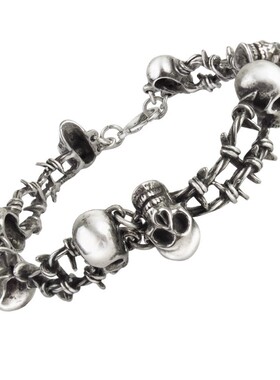 Alchemy Gothic A103 NO MAN'S LAND 骷髅头带刺铁丝龙虾扣手链
