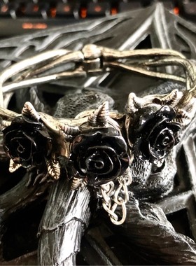 野生黑玫瑰荆棘哥特风手链哥特风