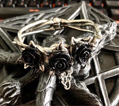 野生黑玫瑰荆棘哥特风手链哥特风