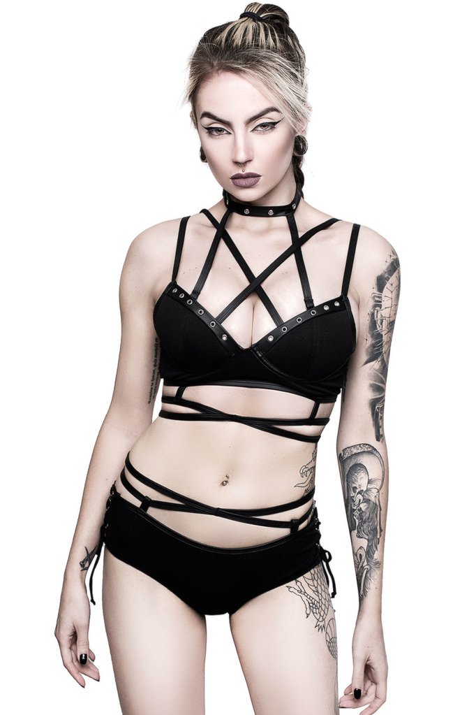 暗黑金属铆钉文胸内衣