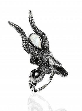 RESTYLE暗黑哥特鹿角骷髅戒指