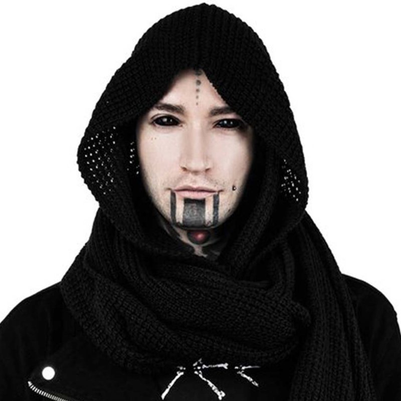 暗黑朋克摇滚风女巫针织围巾披肩