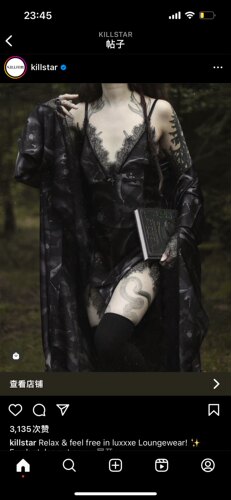 KILLSTAR暗黑哥特暗夜吸血蝙蝠不规则蕾丝性感恐怖家居服吊带裙