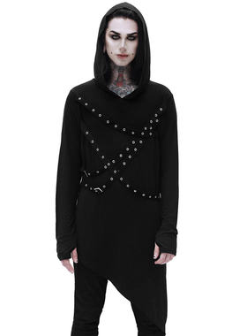 KILLSTAR暗黑哥特亚文化Corrosion摇滚朋克街头金属环连帽长袖T恤