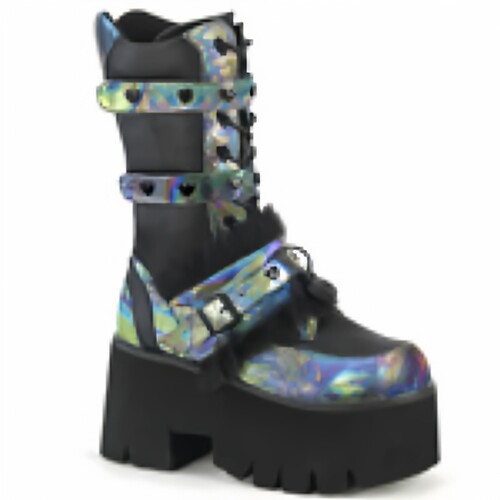 美国 Demonia 暗黑哥特 ASHES-120 三重钩环式绑带厚底中筒马丁靴