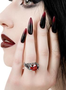 RESTYLE暗黑哥特红宝石戒指
