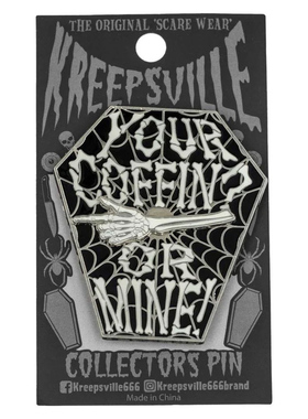 现货KREEPSVILLE 666暗黑哥特怪诞Your Coffin  Mine棺材鬼手别针