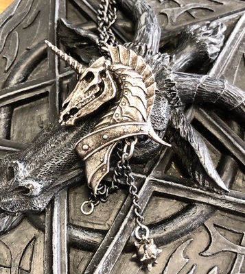 英国A牌独角兽骷髅朋克风项链