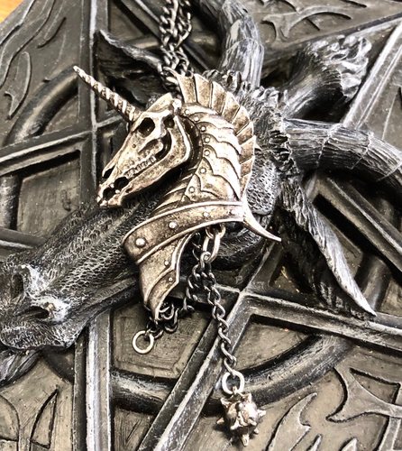 英国A牌独角兽骷髅朋克风项链