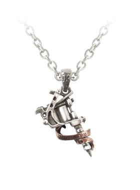 Alchemy Gothic ULP9 TATTOO GUN 双色锡质纹身枪吊坠项链