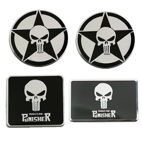 汽车装饰贴 惩罚者车标 骷髅头车身贴划痕遮挡贴金属贴侧标 尾标