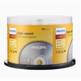 PHILIPS飞利浦CD-R 52速 700M 桶装50片 空白刻录盘 空白光盘
