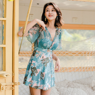 李小饭大罩杯大码 泳衣女大胸防下垂e杯f杯钢托聚拢显瘦遮肚温泉款