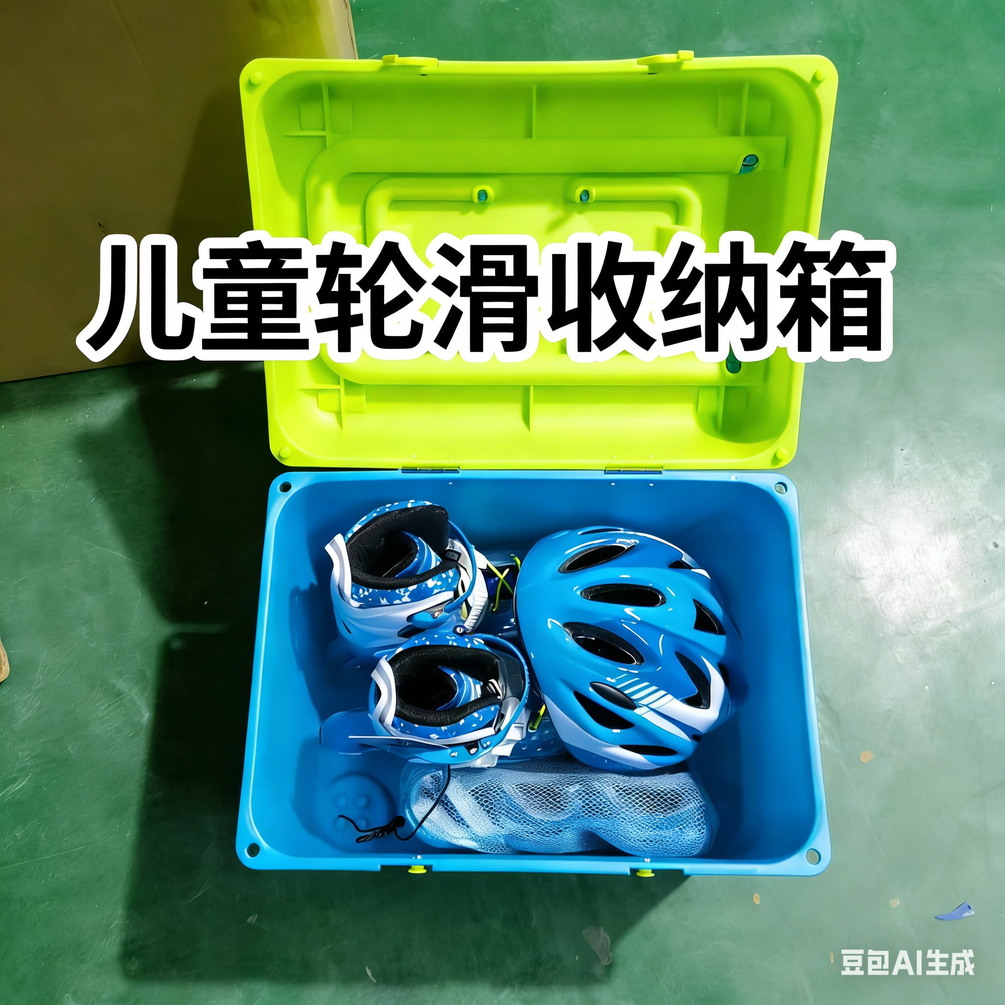 雄风克鲁比儿童溜冰鞋轮滑玩具收纳箱可拉，可坐