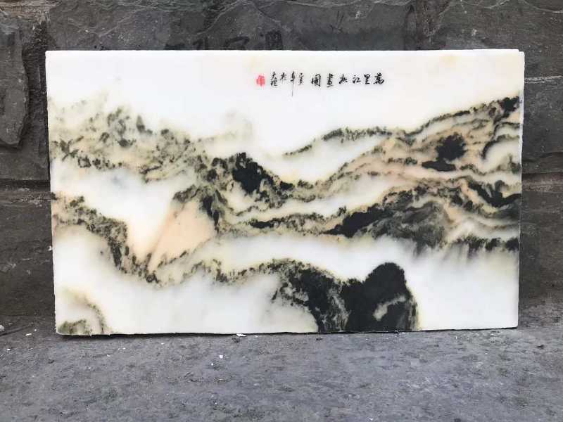 云南大理石 山水画天然 老矿石画 精品云石片微信18567285516