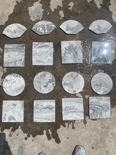 云南天然云石山水画定制尺寸量大优惠仓山老矿料水墨画挂屏一套