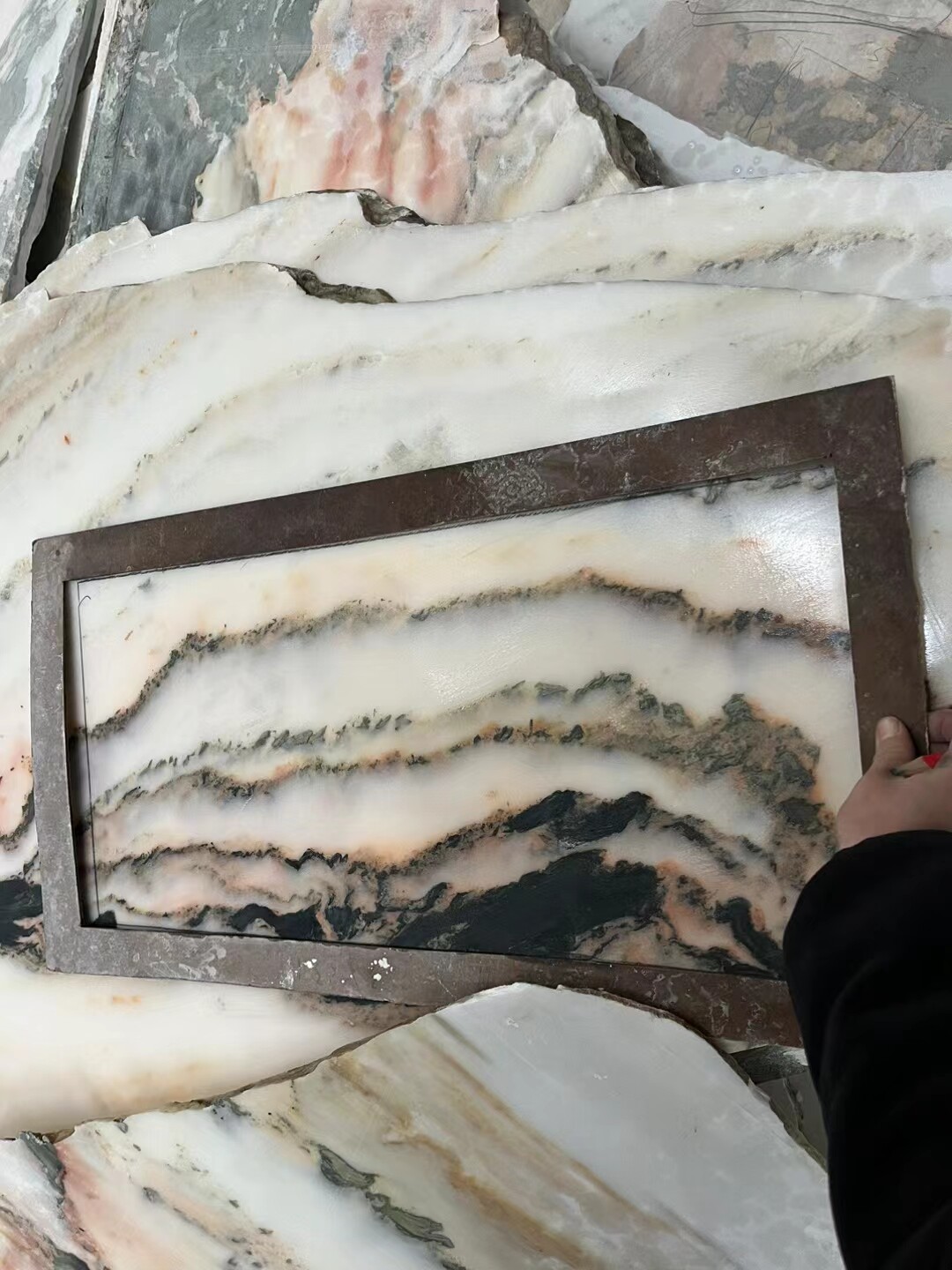 云南天然云石山水画定制各种尺寸天然大理石