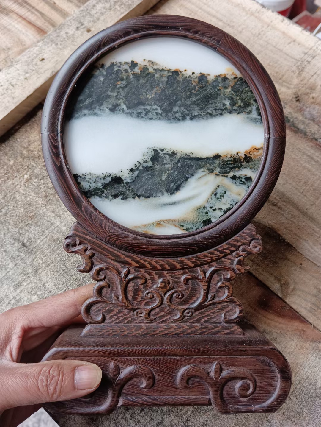 25/16/7CM，云南天然云石山水画仓山老矿料室内插屏