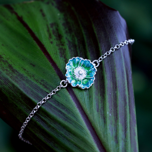 身境饰物‖忘忧河‖原创设计罂粟花手链 森系手饰 高温珐琅足银