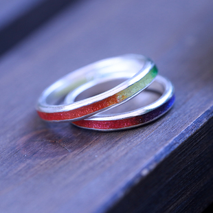 身境饰物‖忘忧河‖高温珐琅纯银戒指  简洁  指环 男女情侣