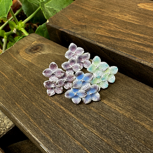 身境饰物‖无尽夏‖绣球花 高温珐琅纯银耳钉 自然风格 花朵