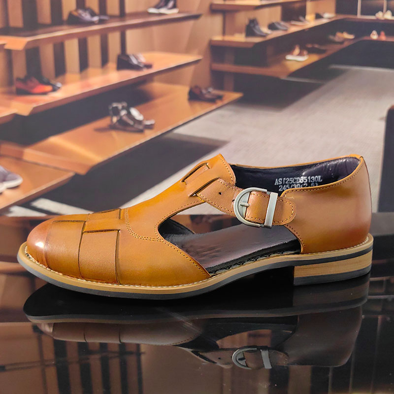 男士夏季凉鞋编制镂空真皮2025新款清凉罗马防臭透气大码宽脚男鞋