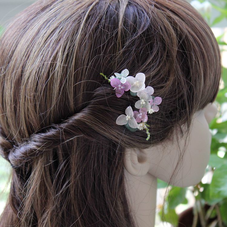 新品手工日本进口永生花森女碎花藤蔓发夹簪子古风汉服拍照配饰品