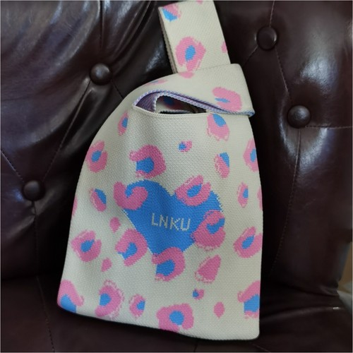 高品质女士手拎袋 厚实针织收纳袋饭盒袋色织提花工艺实用手提袋Q