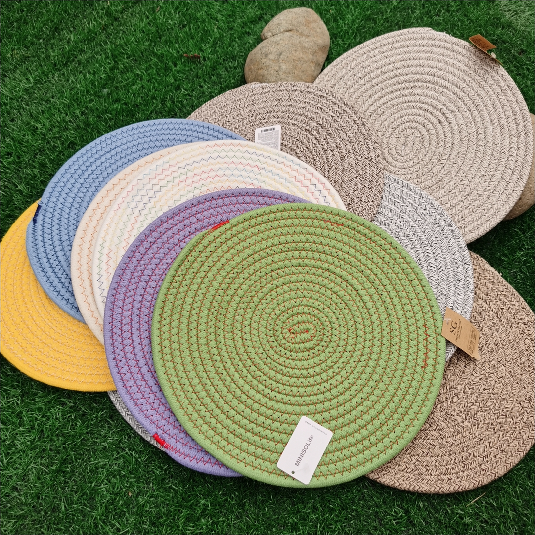 棉绳编织大号30cm餐垫隔热垫防烫杯垫圆形餐厅桌垫