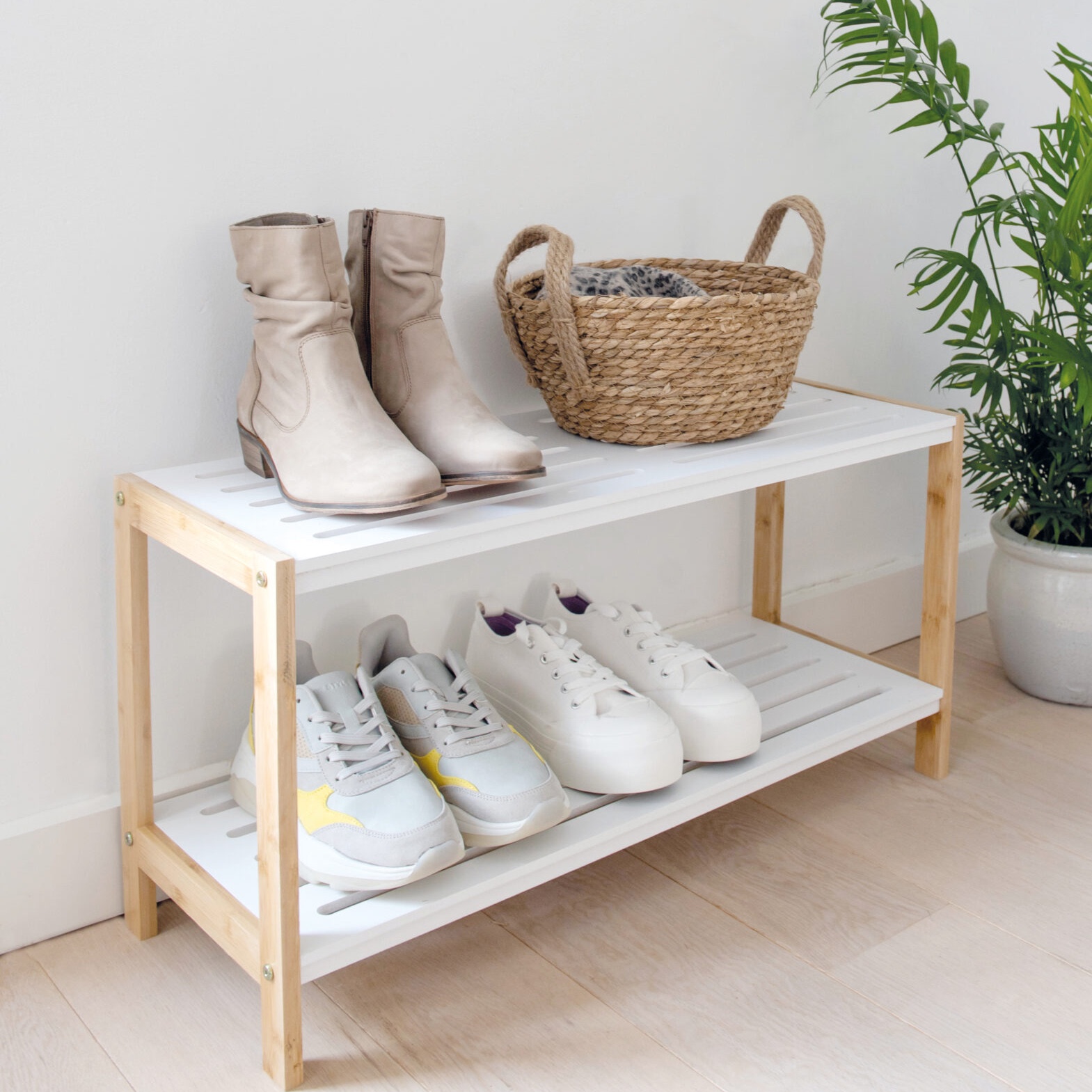 外网同款实用竹质简约高级感扎实品质家居卧室鞋架置物架V2