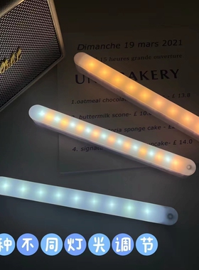 三色温多功能自粘免打孔安装USB充电家居宿舍LED灯夜灯灯条Q102