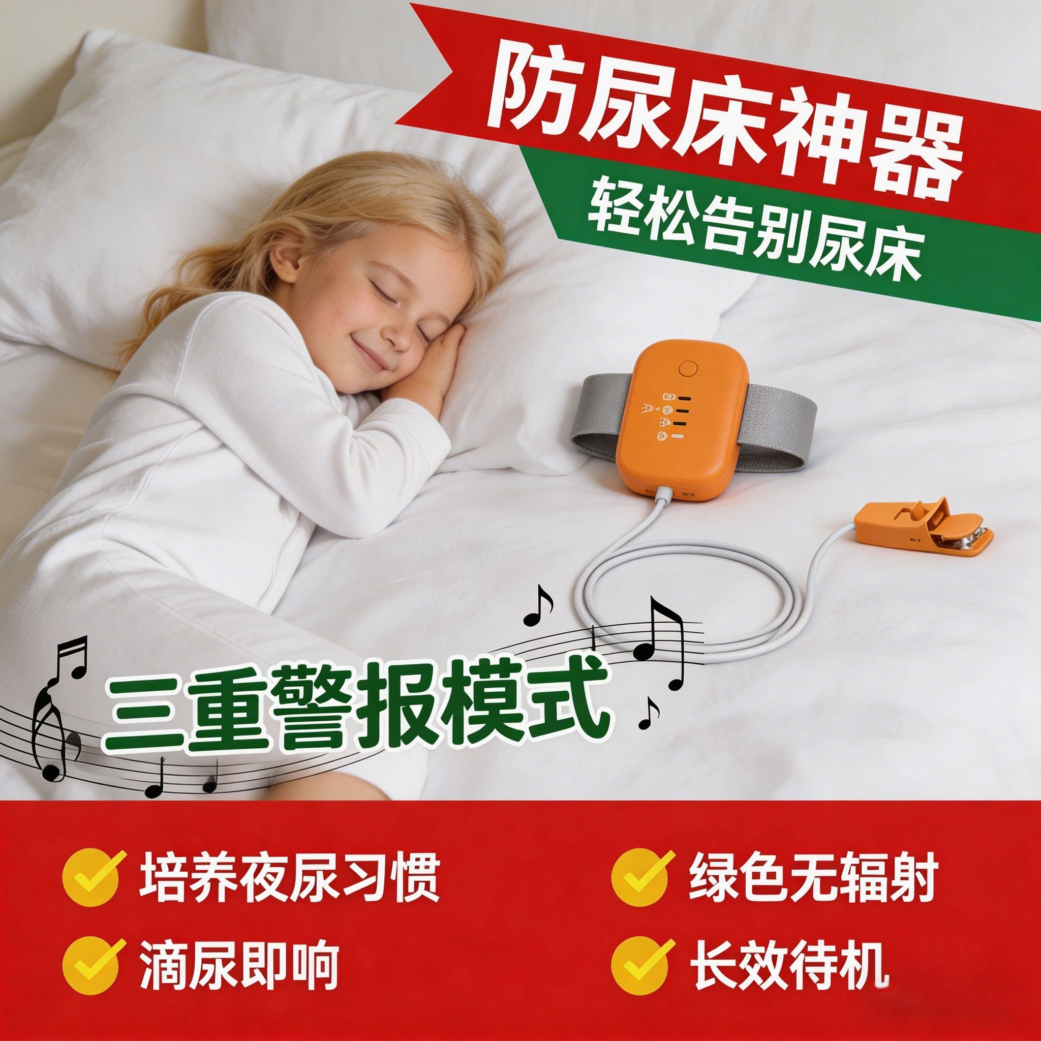 尿湿高灵敏提醒器儿童防尿床神器