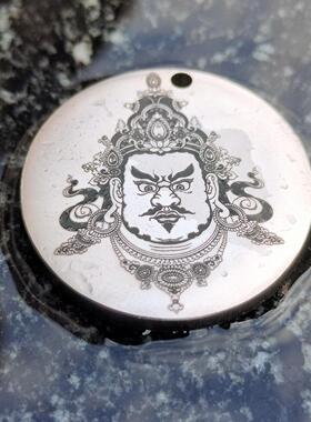 个性唐卡黄财神钛合金项链吊坠