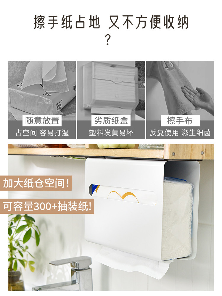 浴室手巾盒壁挂式家用镜子柜倒扣式厕纸收纳盒悬挂不打孔