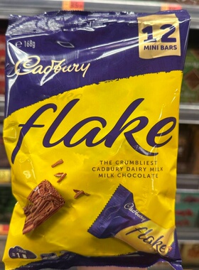 香港代购英国进口CADBURY吉百利FLAKE千层巧克力分享装168g 12枚