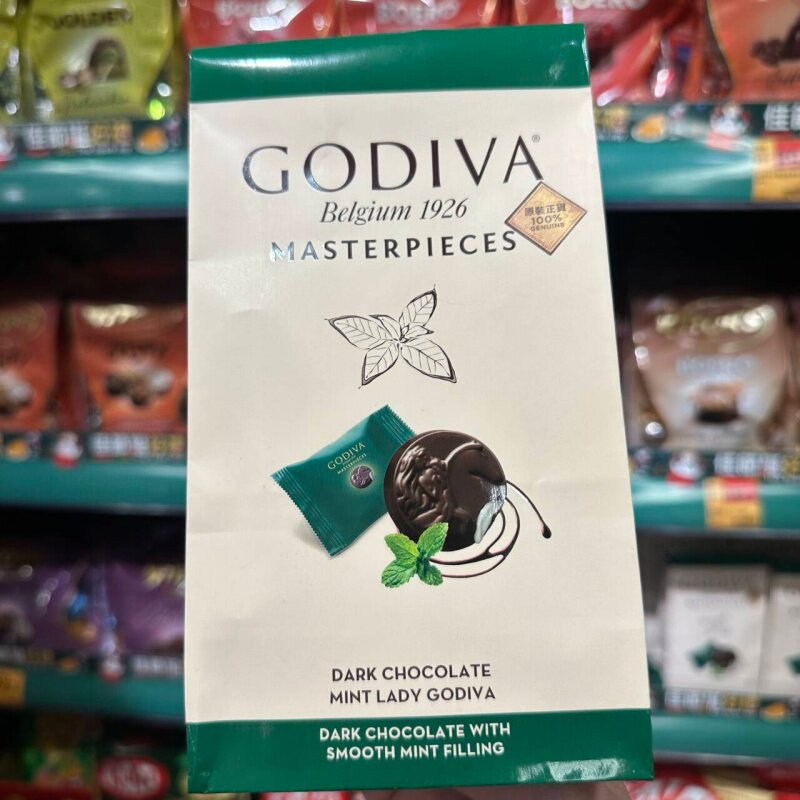 香港代购GODIVA歌蒂梵薄荷夹心黑朱古力网红薄巧零食手信送礼