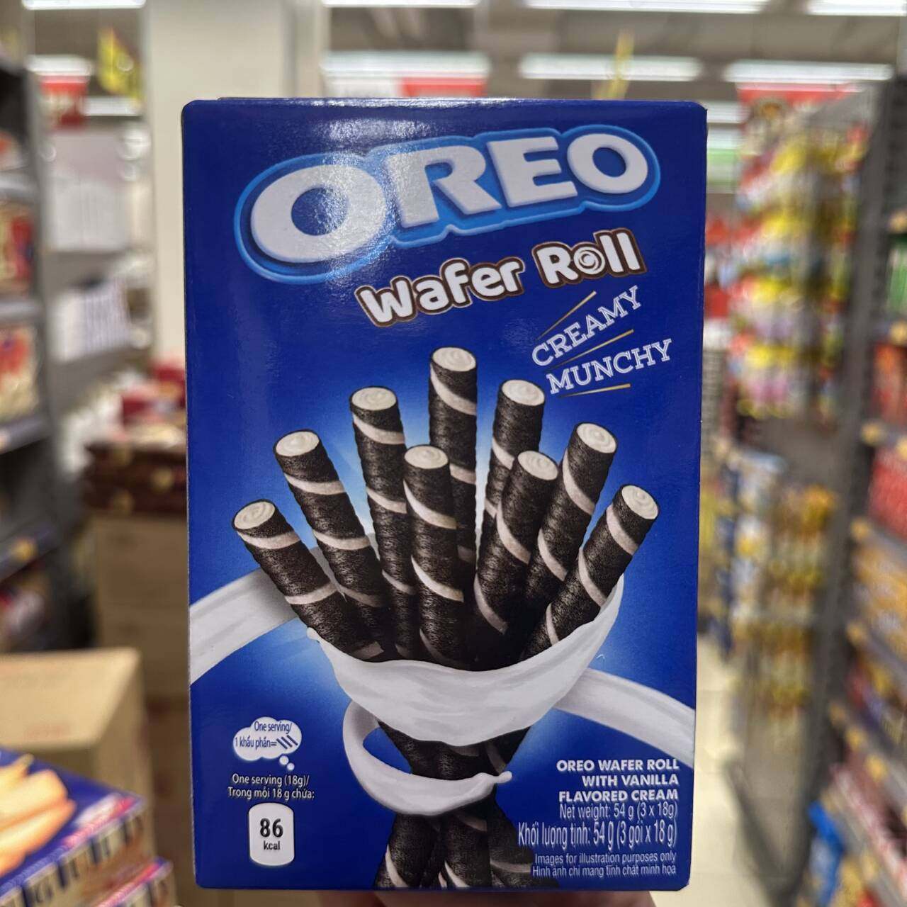 香港代购OREO奥利奥WAFER   ROLL卷心酥香草/朱古力味盒装54g