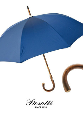 Pasotti意大利栗木solid晴雨伞全自动蓝色雨伞长柄伞手工定制伞