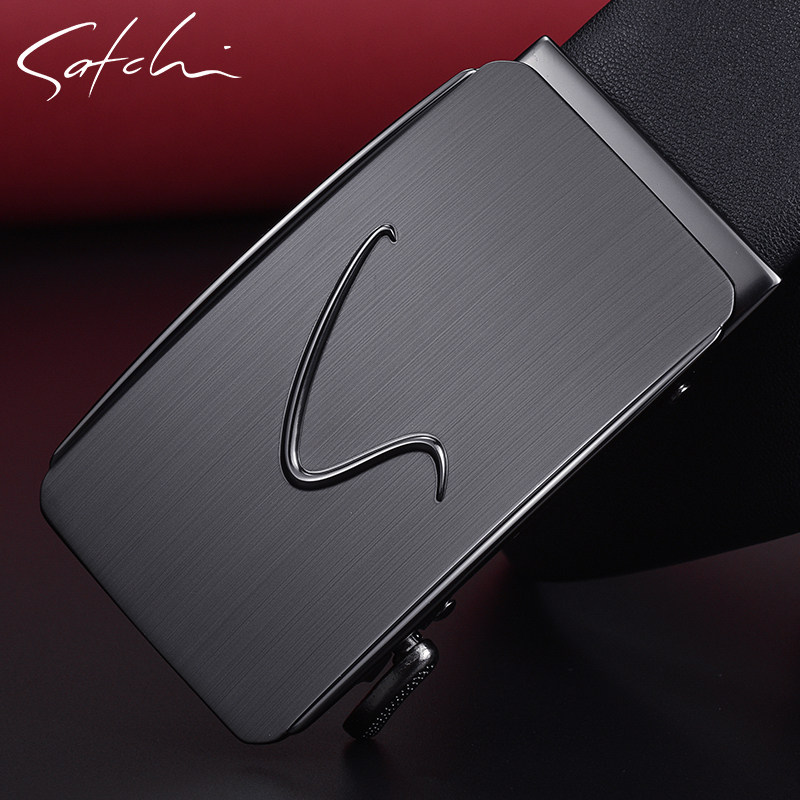 沙驰皮带男真皮自动扣男士纯牛皮腰带品牌商务休闲男款裤带送男友