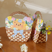 儿童节母亲礼物手提盒子烘焙曲奇饼干礼品盒鲜花篮创意包装 手提篮