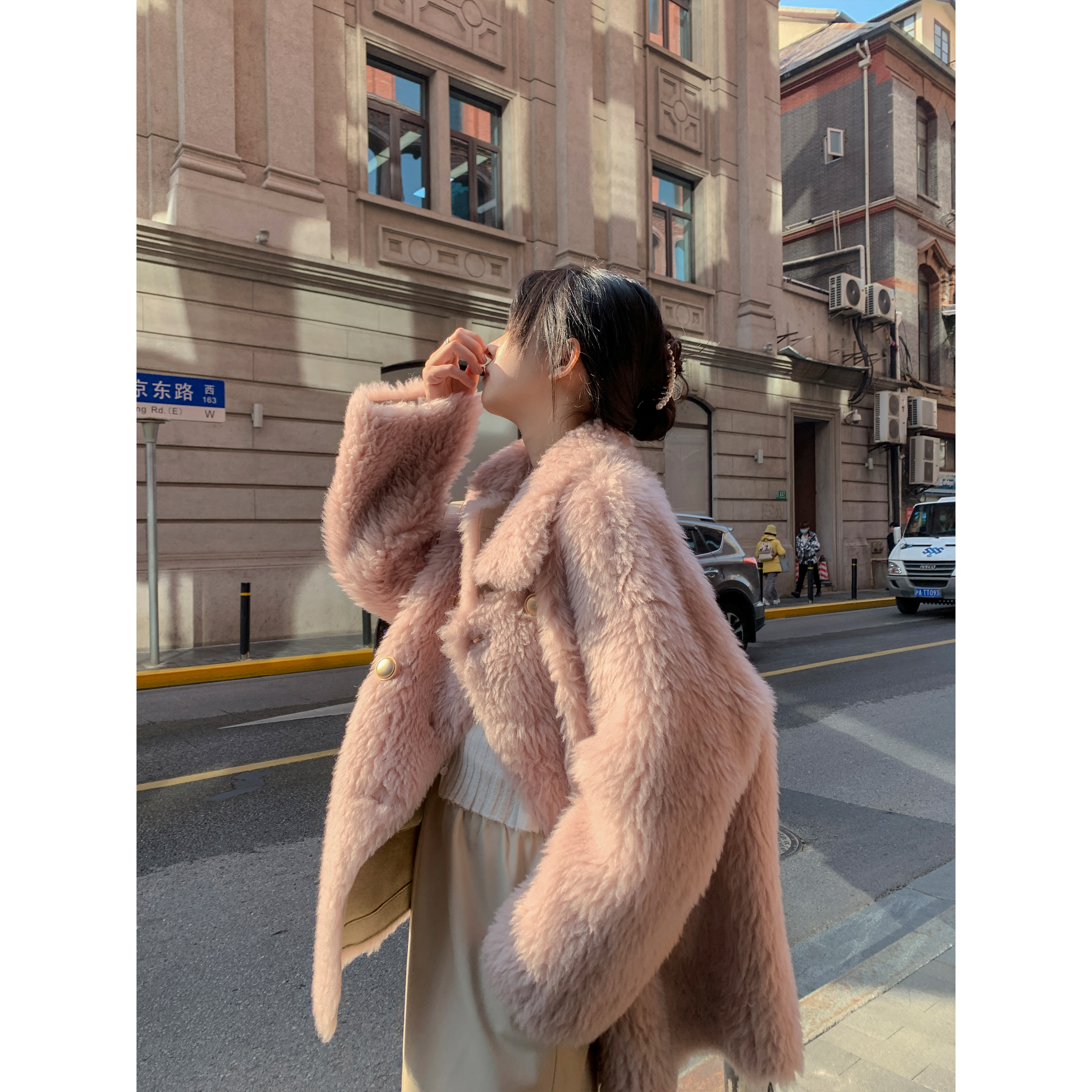 羊羔毛羊剪绒大衣女加厚皮草外套